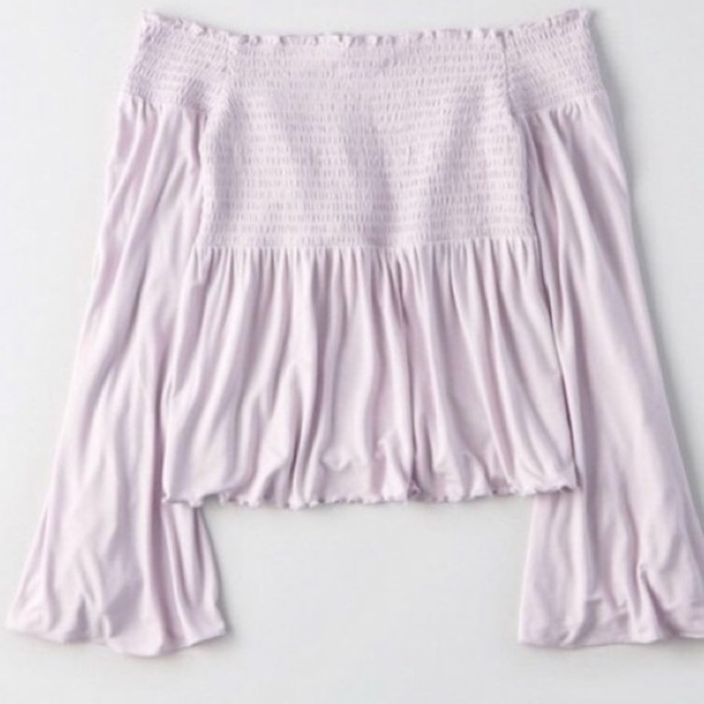 Lilac off the shoulder American eagle long sleeve top
